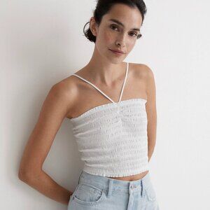 Madewell Poplin Smocked Halter Top NWT